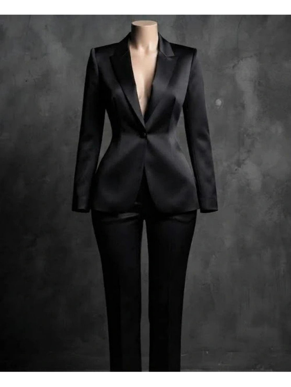 Elie Tahari Black Satin Tuxedo Suit Blazer Jacket Size US 6